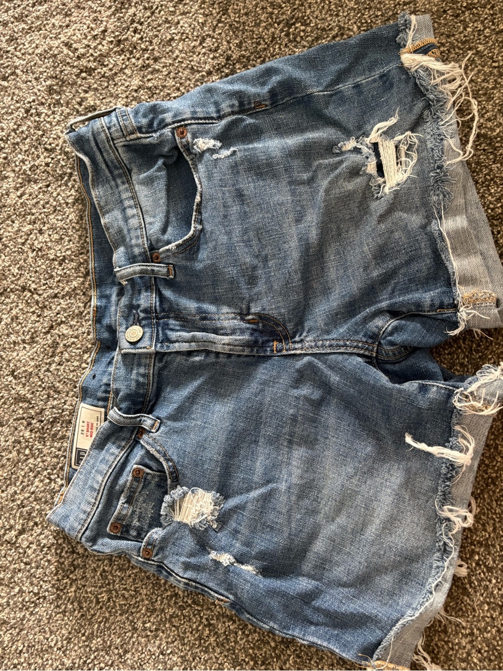 Free People Light Blue Distressed Denim Cutoff Shorts